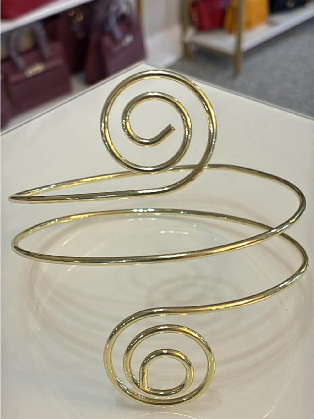 Gold Spiral Wire Cuff ArmBracelet